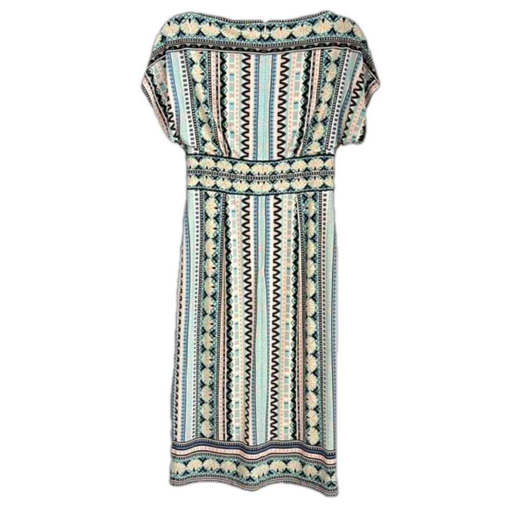 Maggie London Boat Neck Multicolored Midi   Lined 1/2 Zip Party Dress. Size 4. - Picture 4 of 7